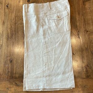 THEORY Khaki Linen Bermuda Shorts 0